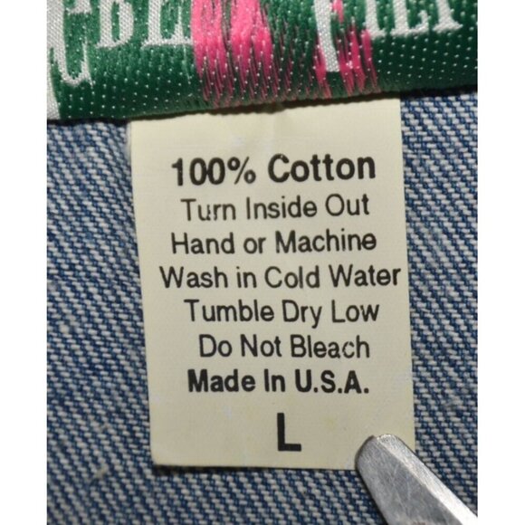 Vintage Denim Southwest Print Vest Rhinestone Accents USA Made Ladies L Western - Picture 8 of 10